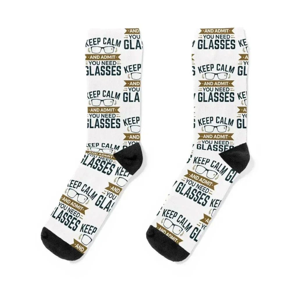 Optometrist Ophthalmologist Optician Keep Calm And Admit You Need Glasses Socks football colored Woman Socks Men's