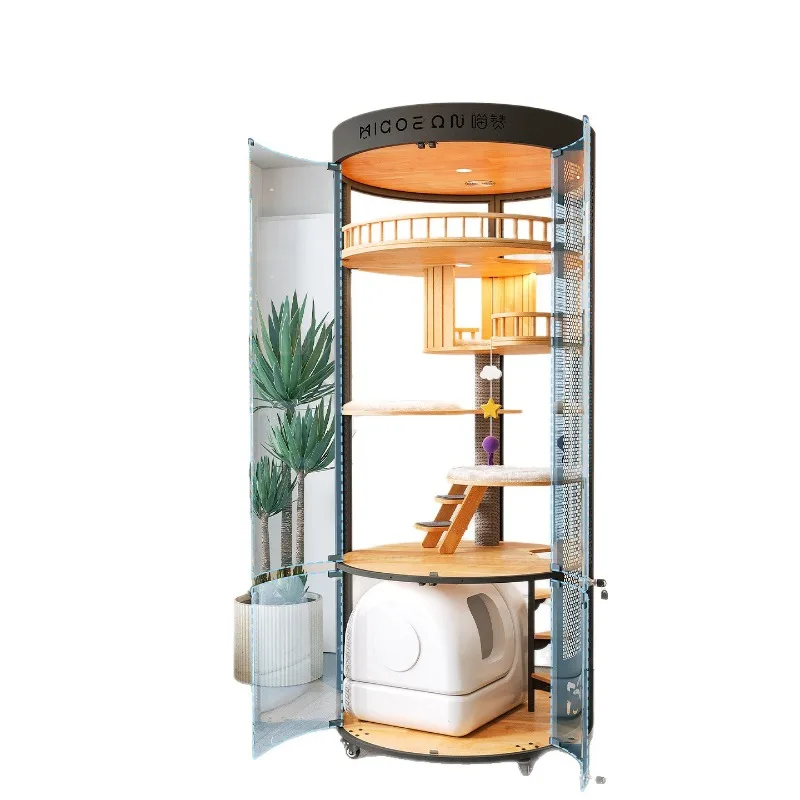 Floating Domain Cat Villa Luxury 360 Panoramic Cage House Solid Wood