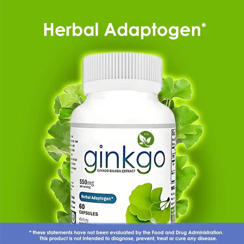 Nutritional Ginkgo Biloba 550mg Extract Supplement Cognitive And Memory Support Improves Mental Clarity And 60 Capsules