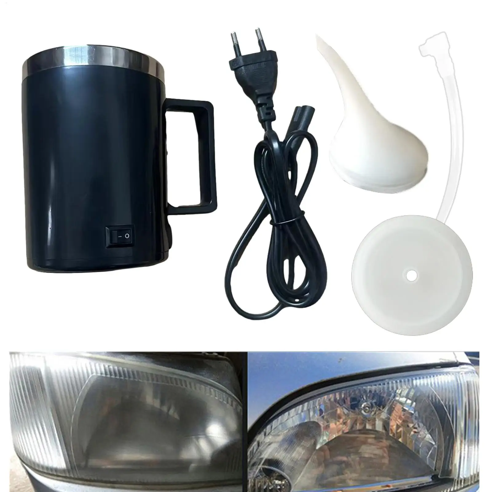 Car Headlight Heating Atomizing Cup Repair Kit, GlassPolish Restoration Tool For Headlamp Scratch & Yellowing Removal