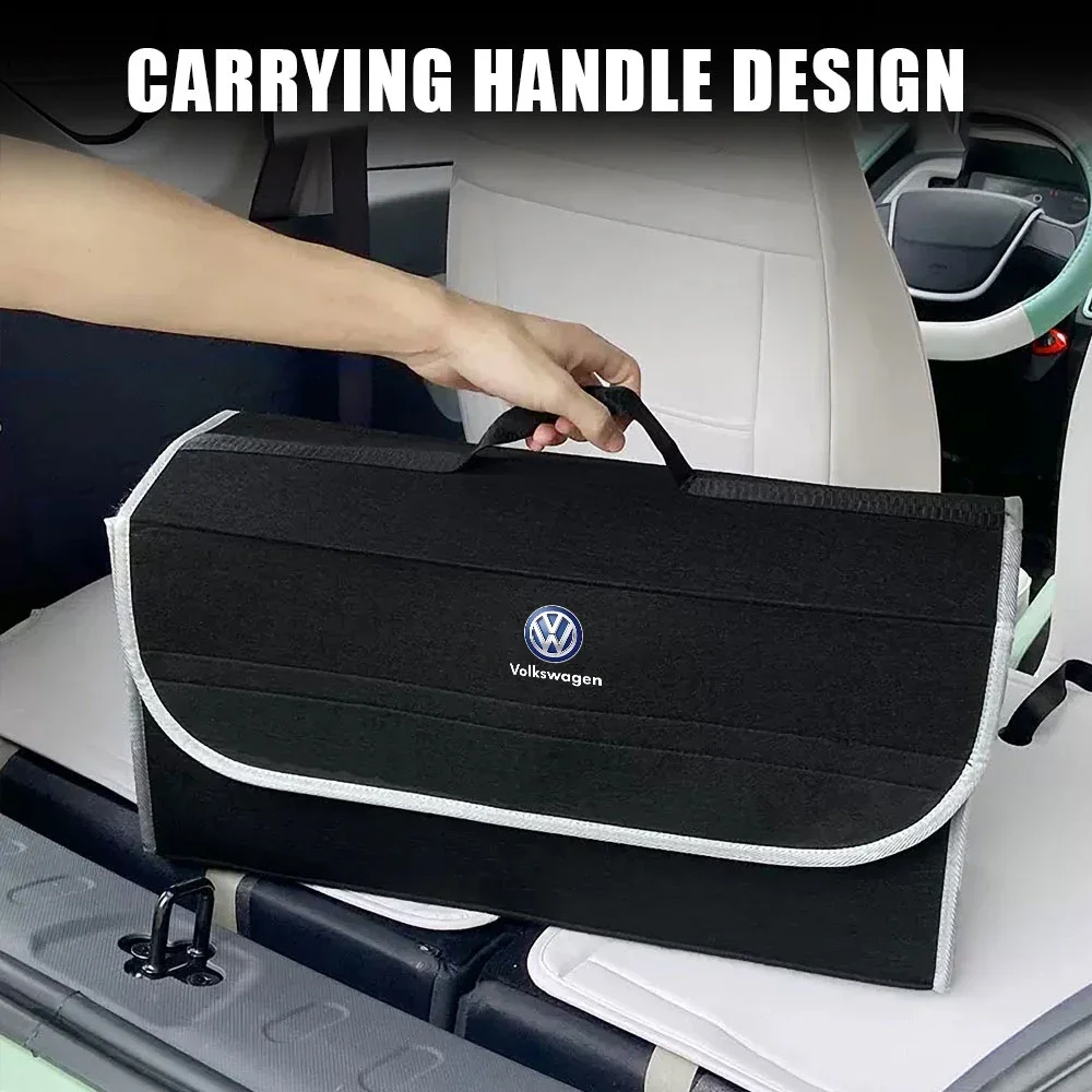 Car Soft Felt Storage Bag Organizer Cars Foldable Trunk For Volkswagen GTI R-Line R Polo Golf T5 Passat Magotan CC Santana GTS