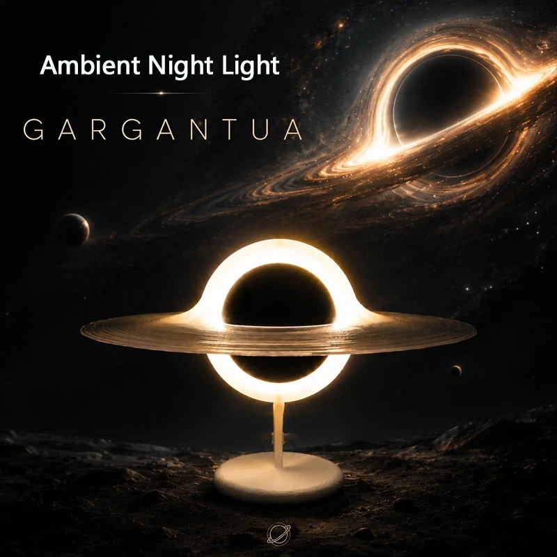 DIV Gargantua Black Cave Lamp, Night Lamp with Three-color Lighting Change, Desktop Decor, Cosmic Sci-fi Model Hobby Collection