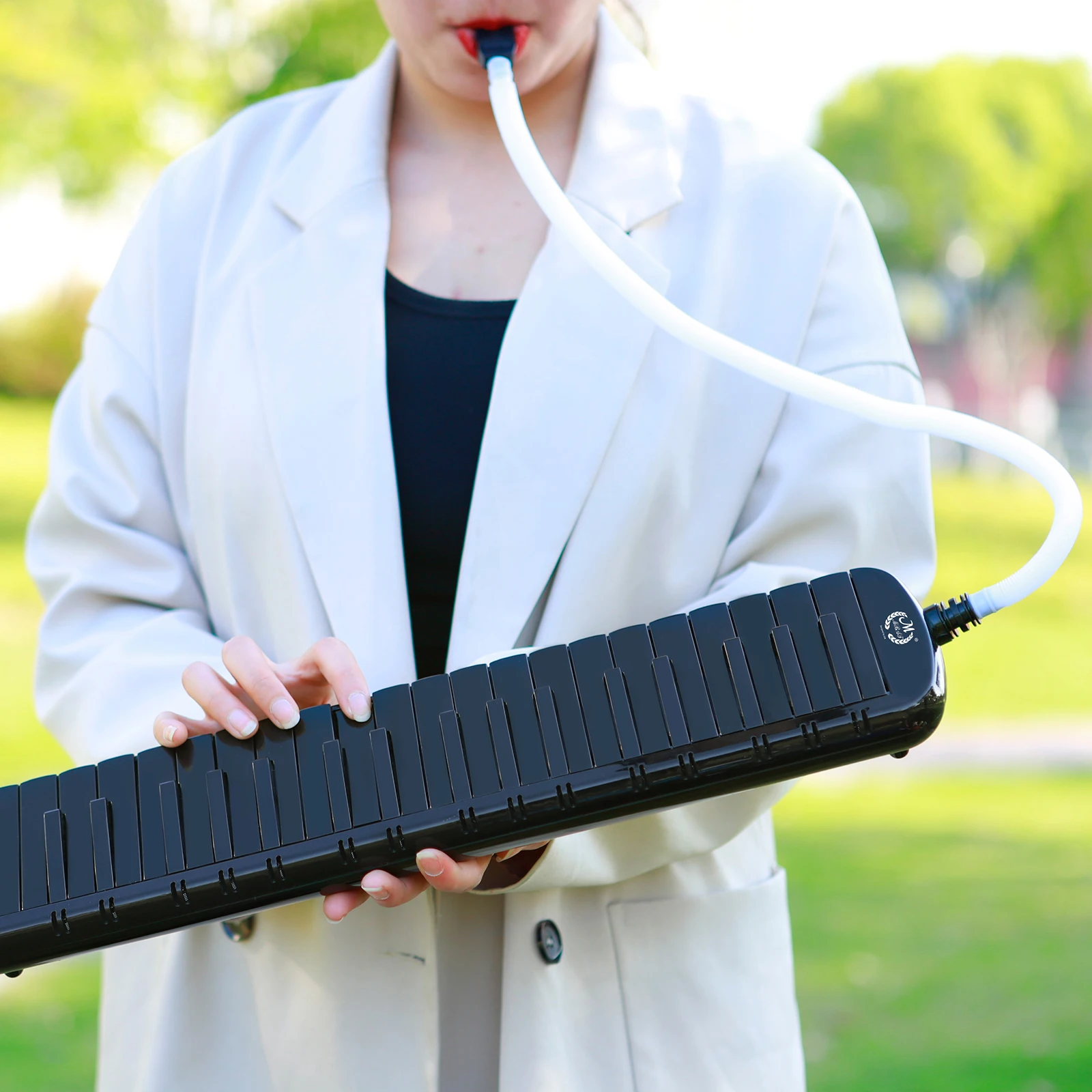 M MBAT Keyboard Piano Melodica 37 Key Mouth Organ ABS Brass Black Case with Melody Carrying Bag Strap Keyboard Instrument Parts