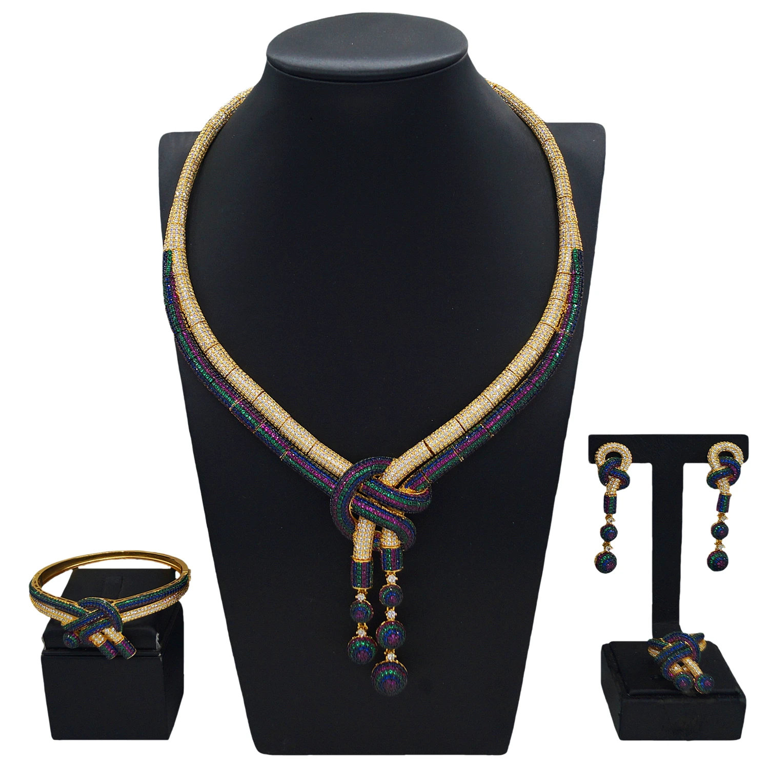 

Yulaili luxury modern women's jewelry four sets of rich American gathering color diamond jewelry in China factory spot direct sa