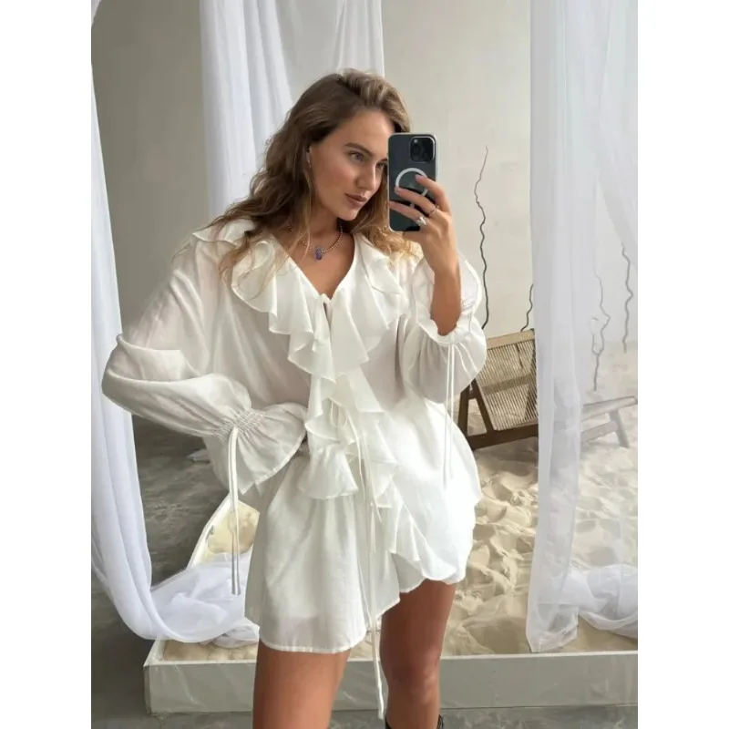 

Весенне-осенний сладкий свободный подол во французском стиле с листьями лотоса