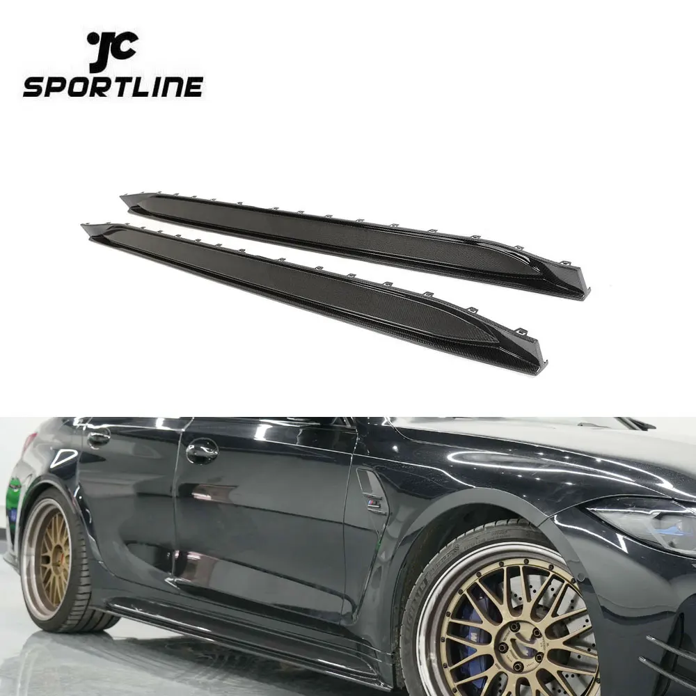

4Series JC Style Carbon Fiber Car Side Skirts Lip For BWM G80 M3 2021-2023