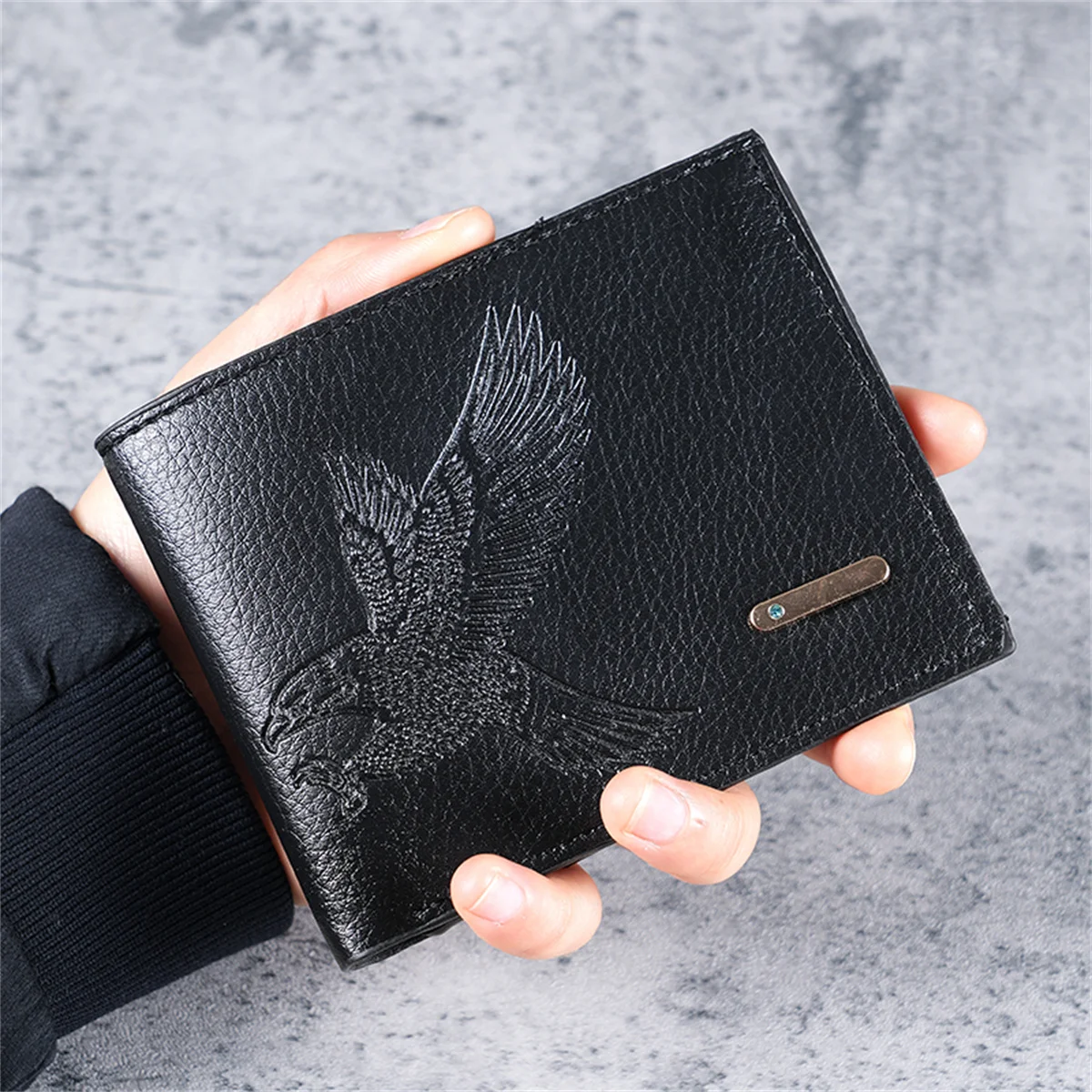 Short men's wallet thin 2024 new high-value eagle pattern student youth soft leather coin purse card package