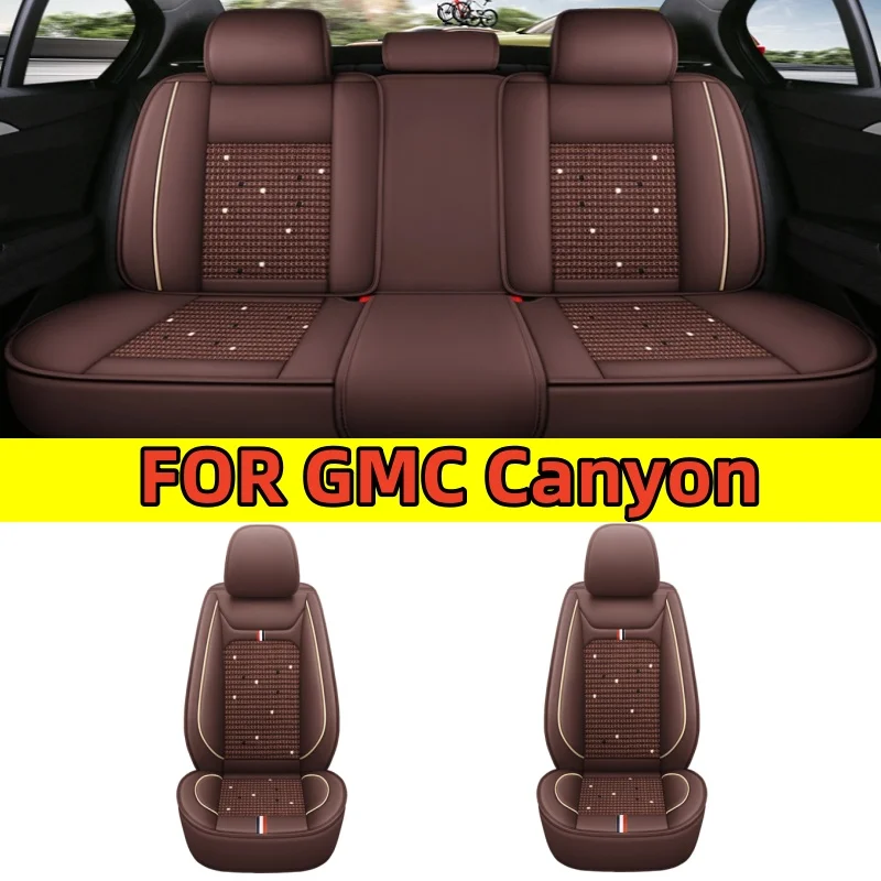 

FOR GMC Canyon Waterproof PU leather ice silk spliced car seat cover, wear-resistant and soft 5-seat full coverage seat cover
