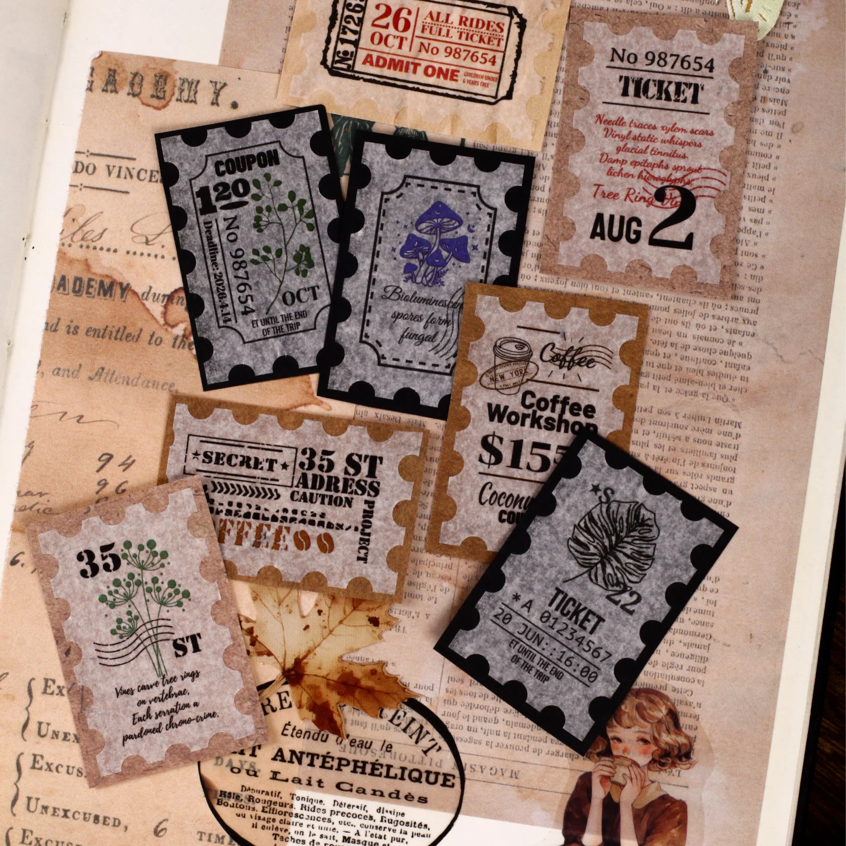 12 عبوة/مجموعة كتالوج أثر بريدي، شريط PET مزخرف لطيف وجميل