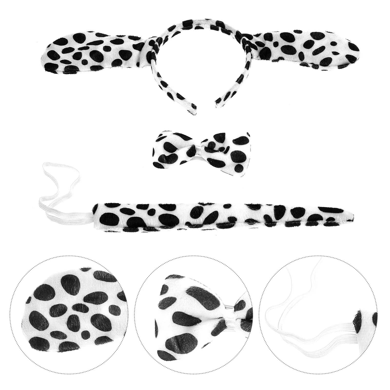 3 Sets Accessories Women's Animal Dalmatian Kids Ears and Tail Dog Costumes for