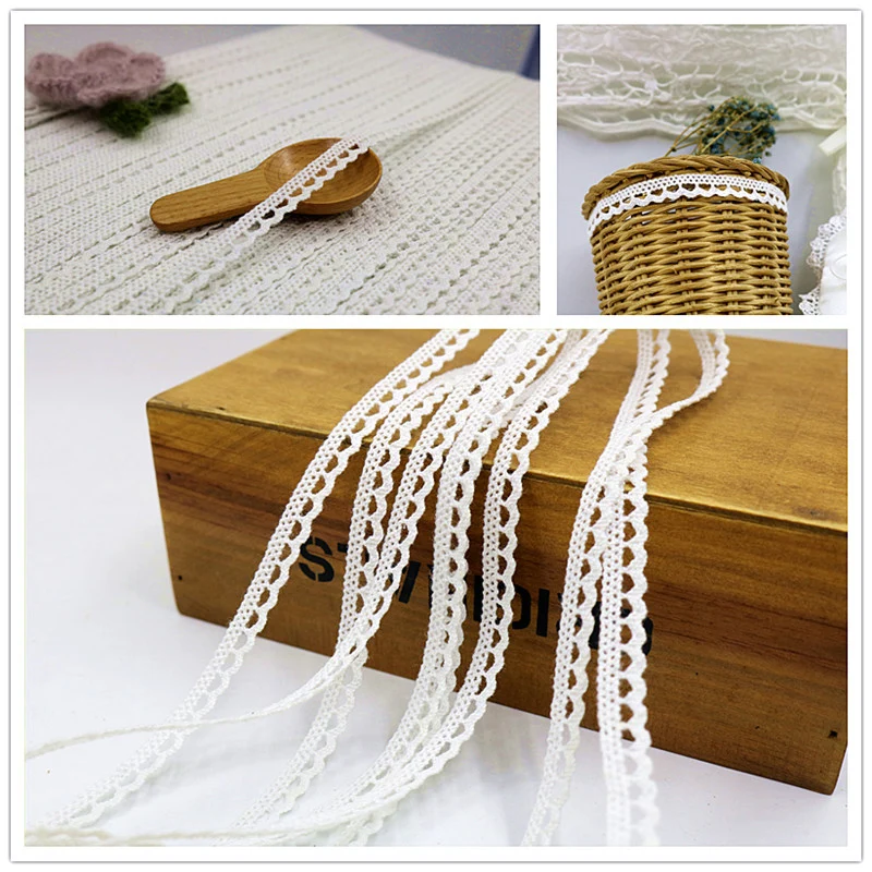 5/10 Yards 10mm Wide Cotton Thread Curtain Lace Decoration Accessories Diy Clothing Bleached Lace