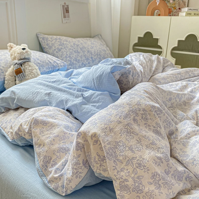 

3pcs set Soft Quilt Cover and Pillowcase Single/Double/Queen/King Size Duvet Cover Printed Blanket Covers(Pillowcase Need Order)