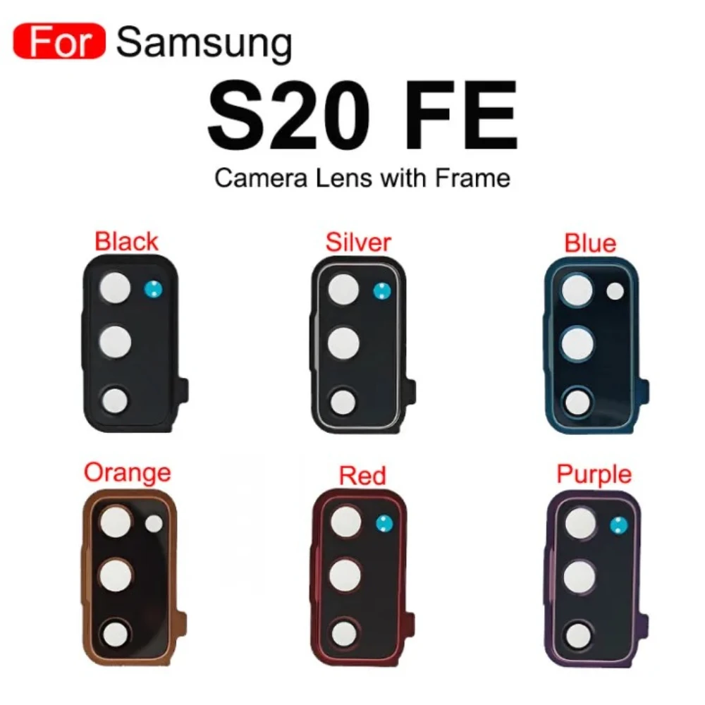 

For Samsung Galaxy S20 FE S20fe Back Camera Lens Glass With Frame And Adhesive Sticker Replacement Parts