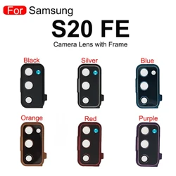 Per Samsung Galaxy S20 FE S20fe vetro dell'obiettivo della fotocamera posteriore con cornice e parti di ricambio adesive adesive