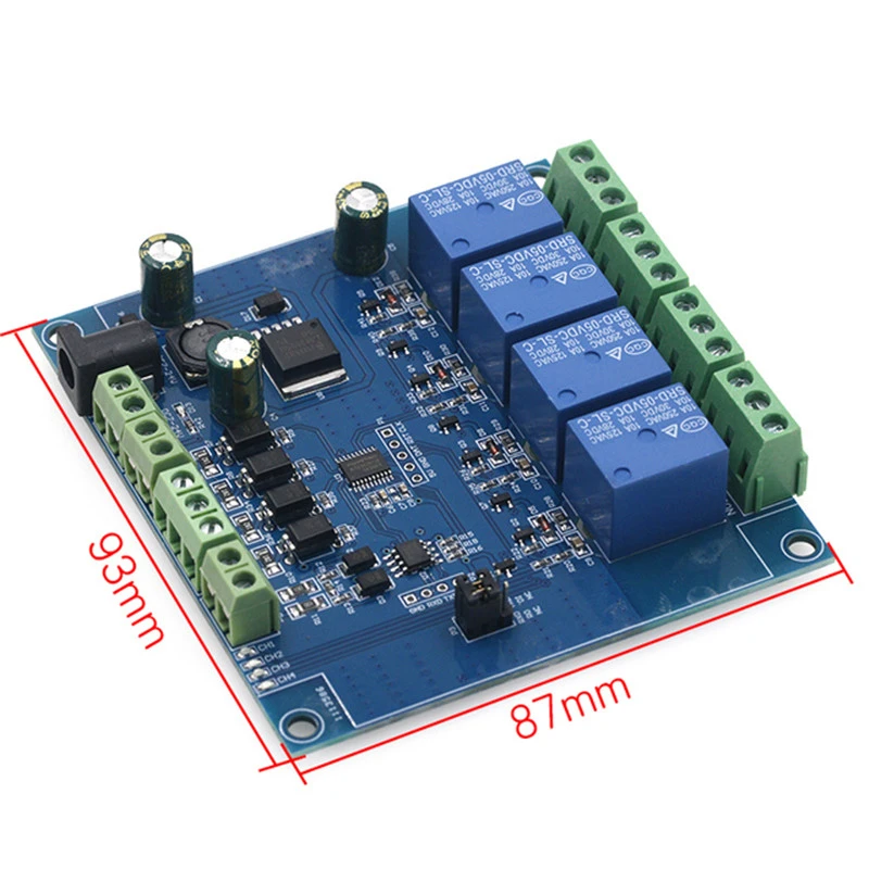 Modbus-Rtu7-24V2-way 4 방향 릴레이 모듈 스위칭 입력 및 출력, RS485, TTL, 역방향 연결 방지