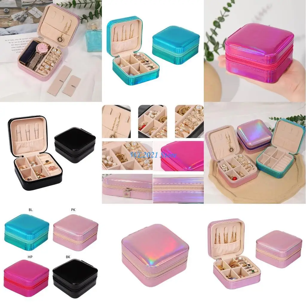 

G5GC Travel Jewelry Box Small Jewelry for Women Girls PU Leathers Mini Portable Storage Display Holder for Earrings