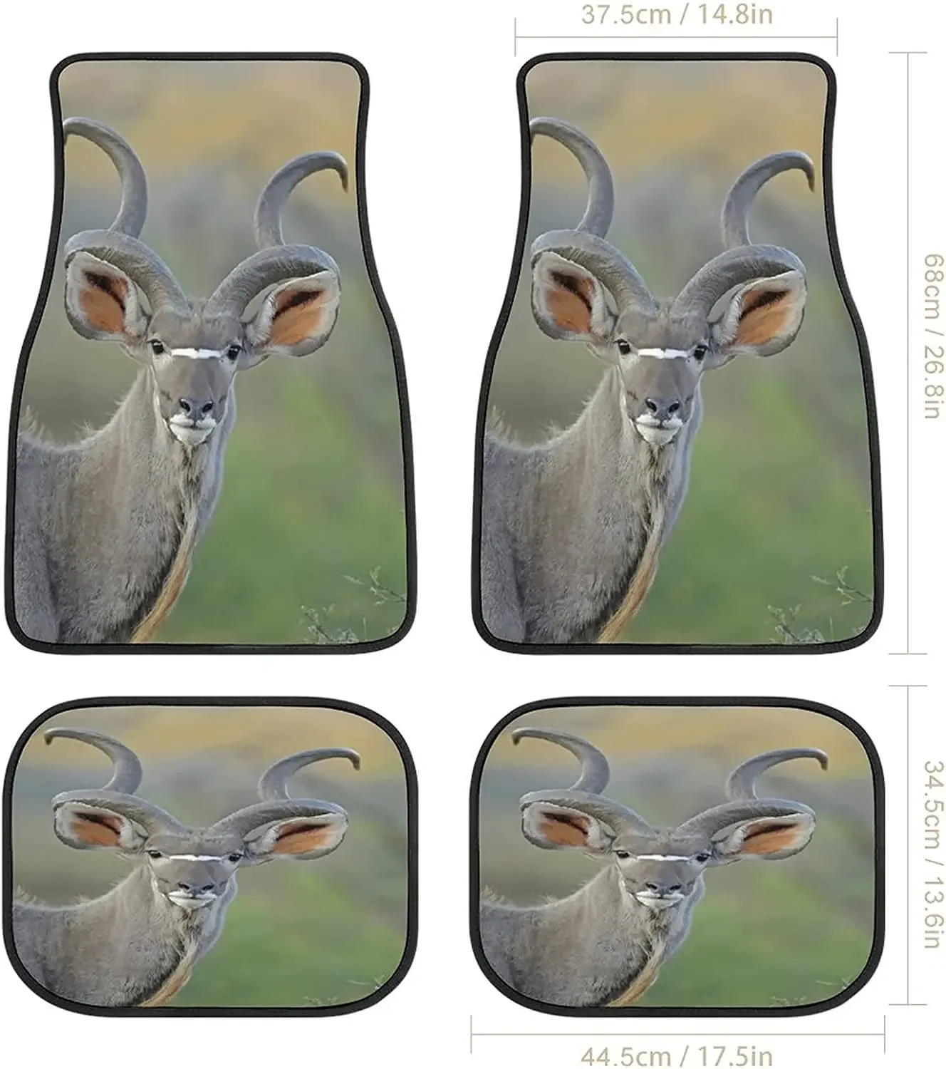 Animal Great Kudu Wall Art Car Mats Universal Drive Seat Carpet Vehicle Interior Protector Mats Funny Designs All-Weather Mats F