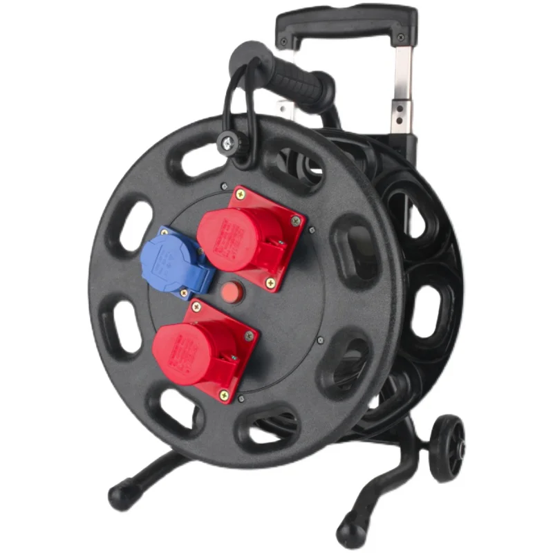 Mobile cable reel 380V engineering wire empty reel 32A power rewinding reel coil socket roller spool