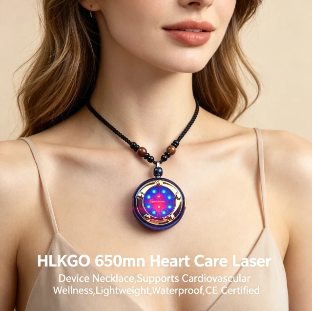 HLKGO 650nm Heart Care Laser Device Necklace Supports Cardiovascular Wellness Lightweight Waterproof CE Certified