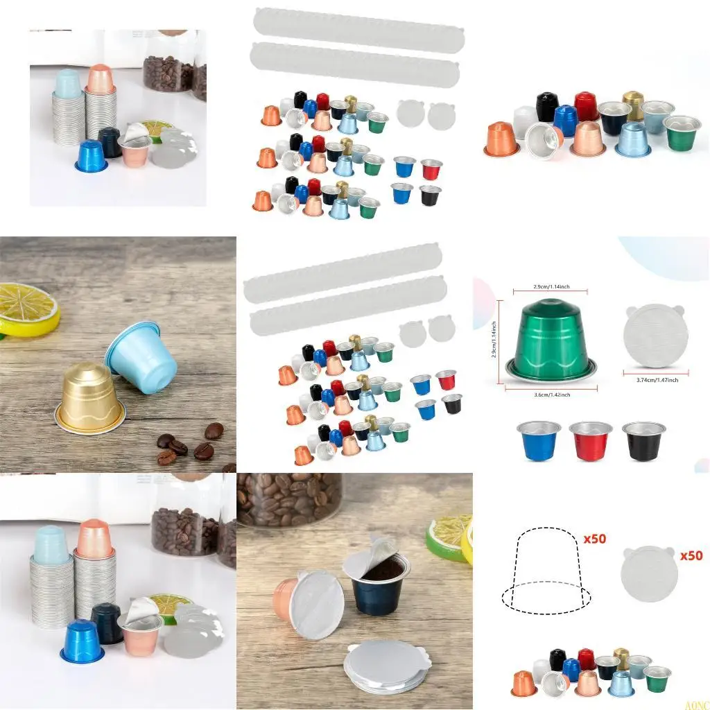 A0NC 50PCS Coffee Pods Shell 37mm Foil Lids Coffee Pods Stickers Aluminum Foil Cover