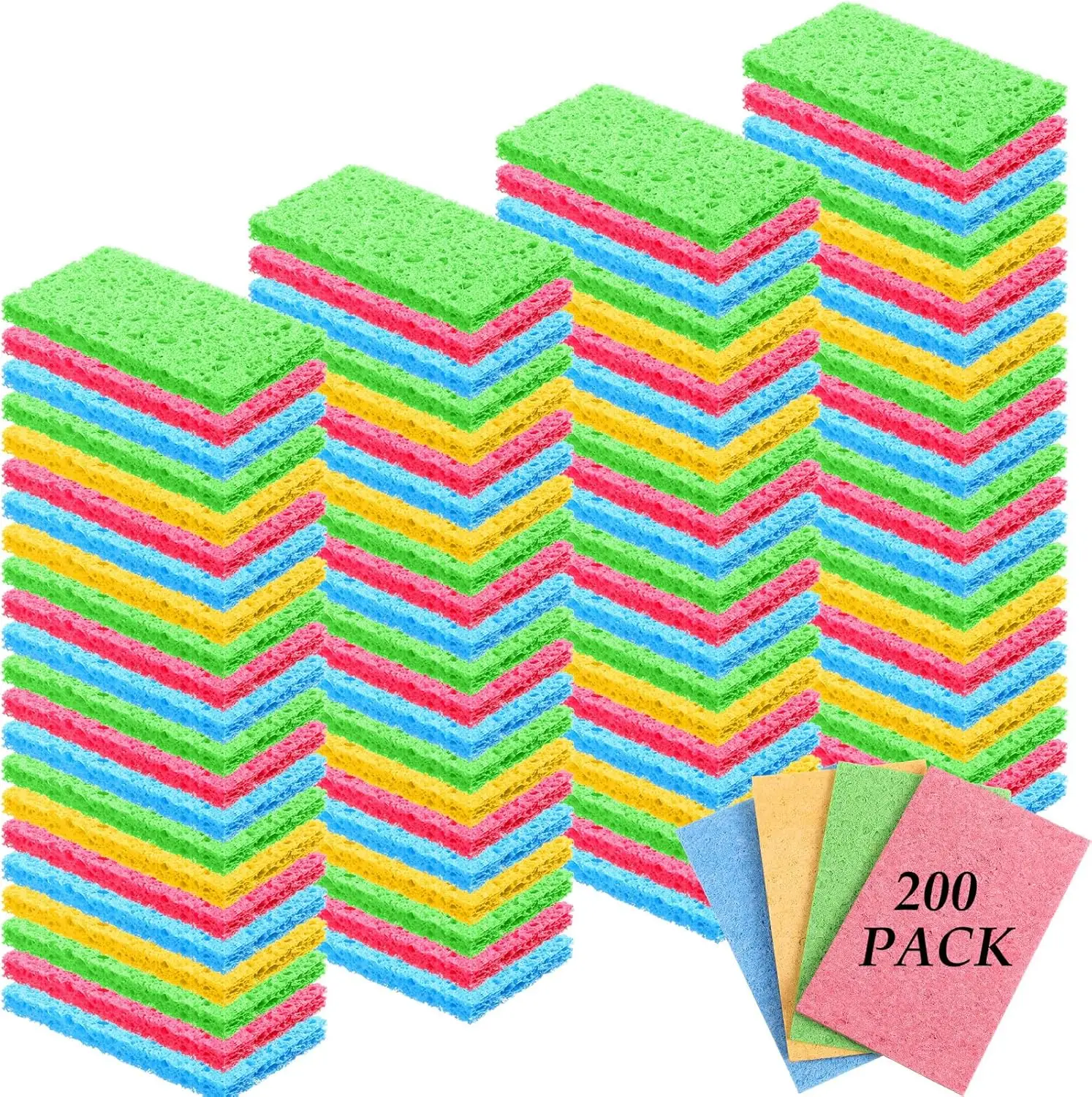 

200 Pieces Sponges Kitchen Compressed Sponges Bulk Natural Dish Sponge Compressed Wood Pulp Cleaning