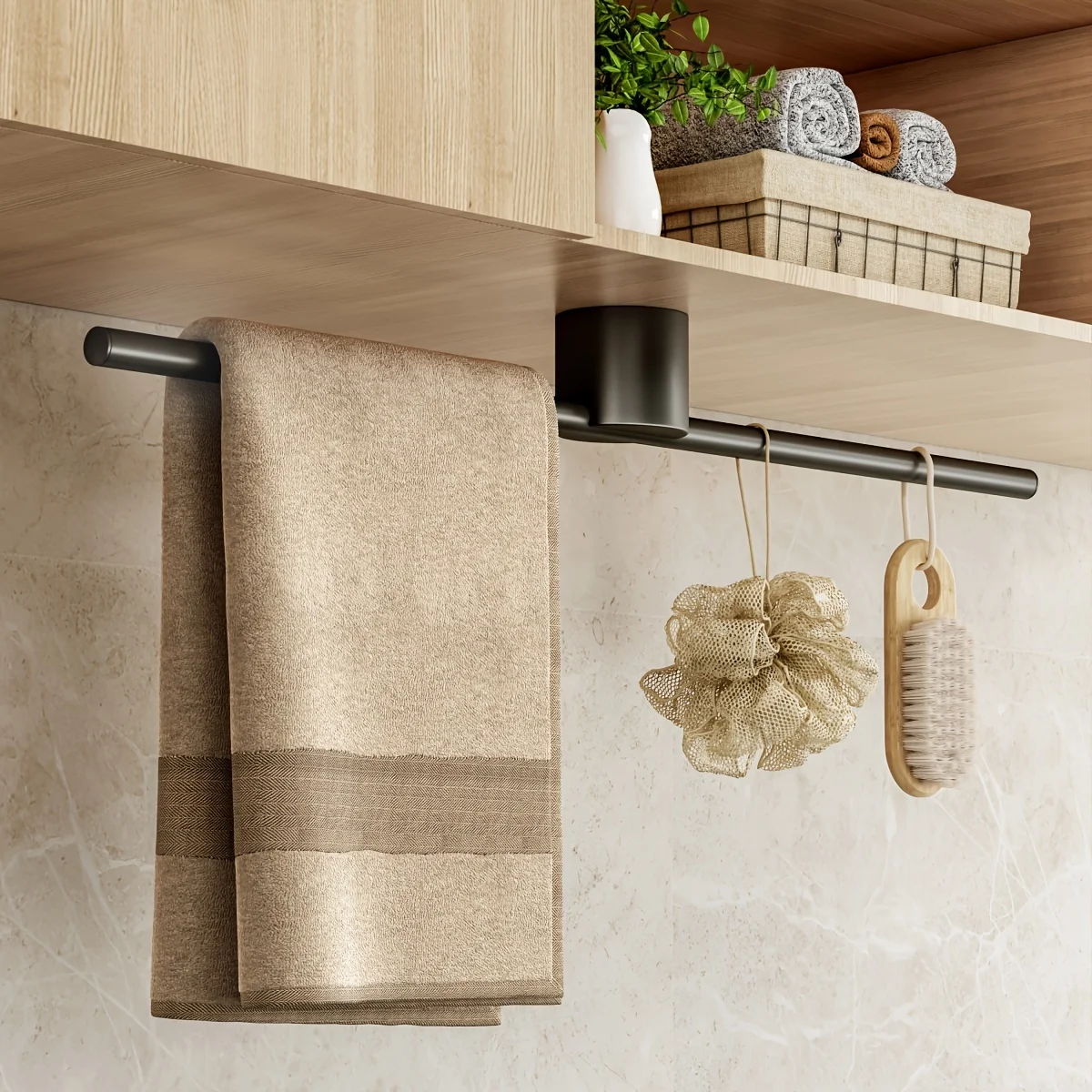 50cm Aluminum Towel Hanger Free-Punch Wall Mounted Towel Rack Bathroom Towel Bar Holder Adjustable Bathroom Accessories