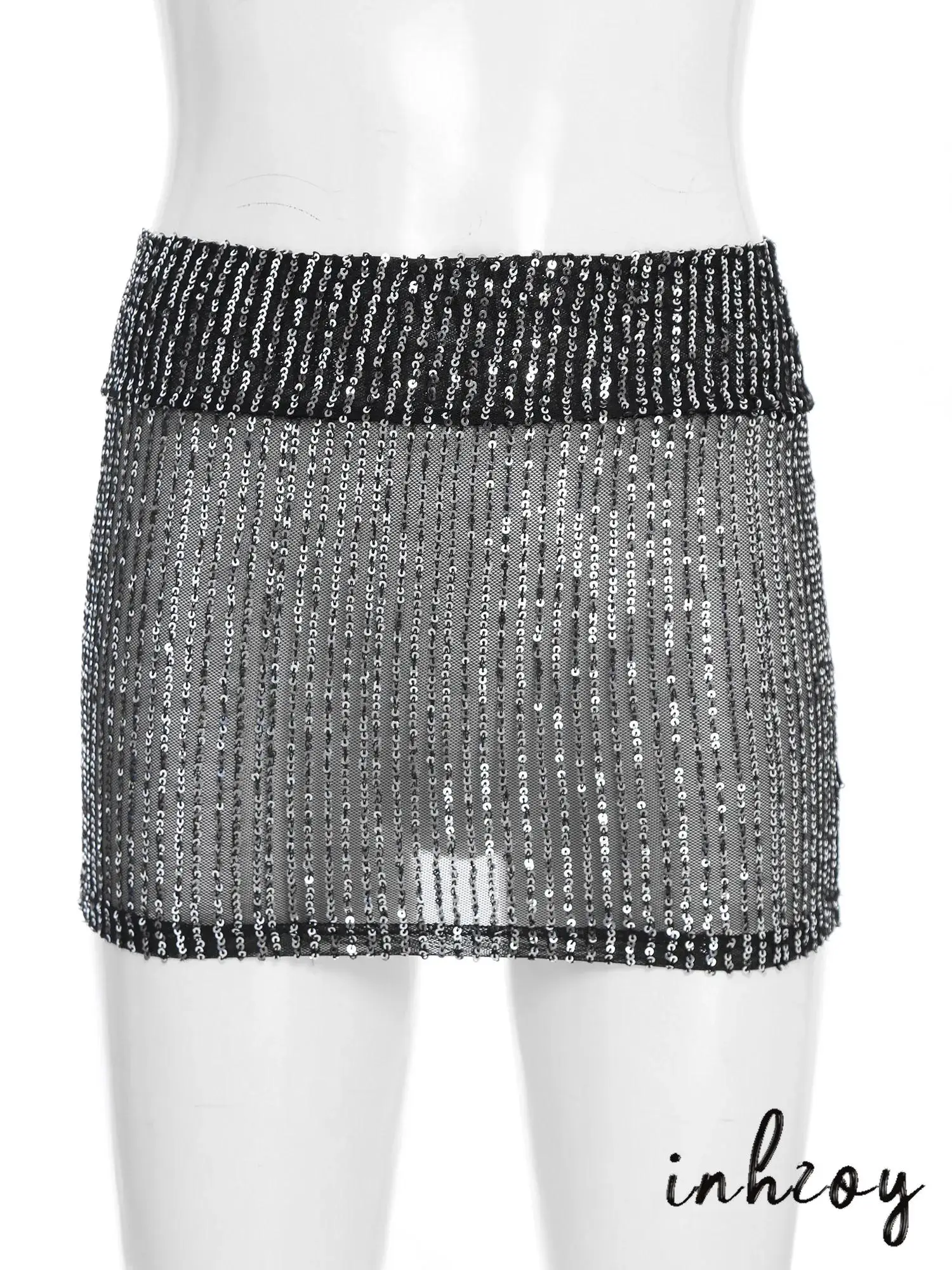 

Женская модная сексуальная прозрачная мини-юбка с высокой талией и блестящими пайетками, облегающая короткая юбка для летней вечеринки, бара, ночного клуба