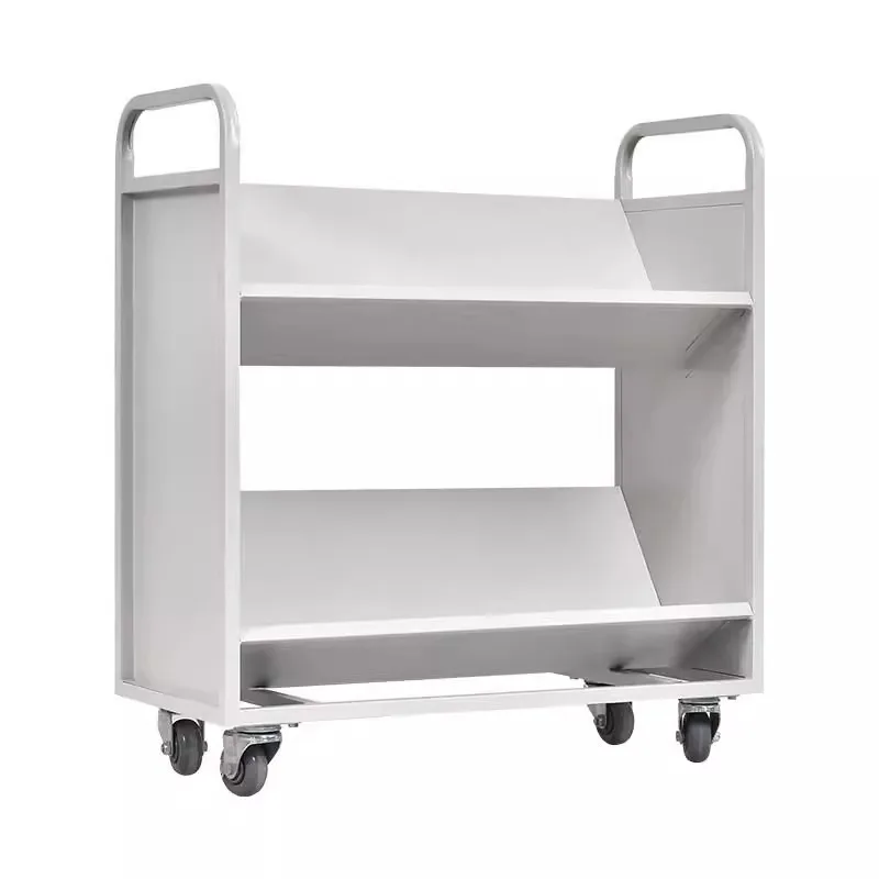 Library Book Cart 2nd Floor 3rd Floor V-Shaped Flat Cart Mobile Silent Wheel Three-Step Book Ladder Cart