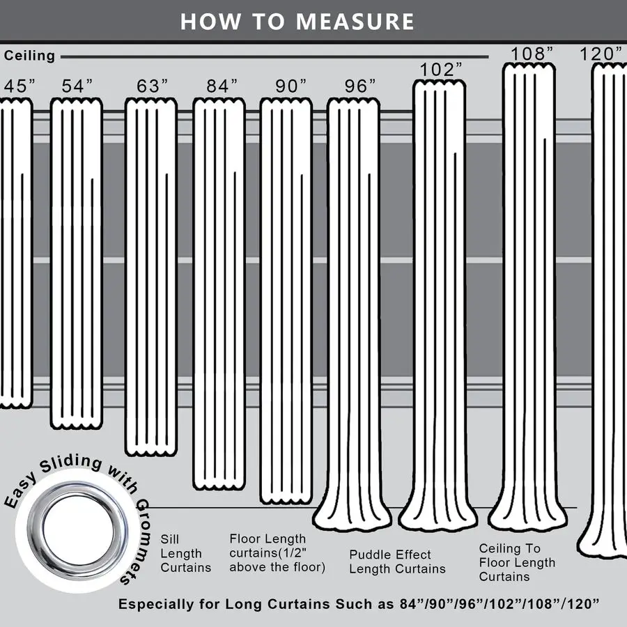ผ้าม่านขนาด 72 นิ้ว กว้างพิเศษ สำหรับประตูบานเลื่อนกระจกในห้องนอน แบบ 2 ชิ้น พร้อมห่วงตาไก่ ป้องกันแสง สำหรับหน้าต่างขนาดใหญ่ สีดำ
