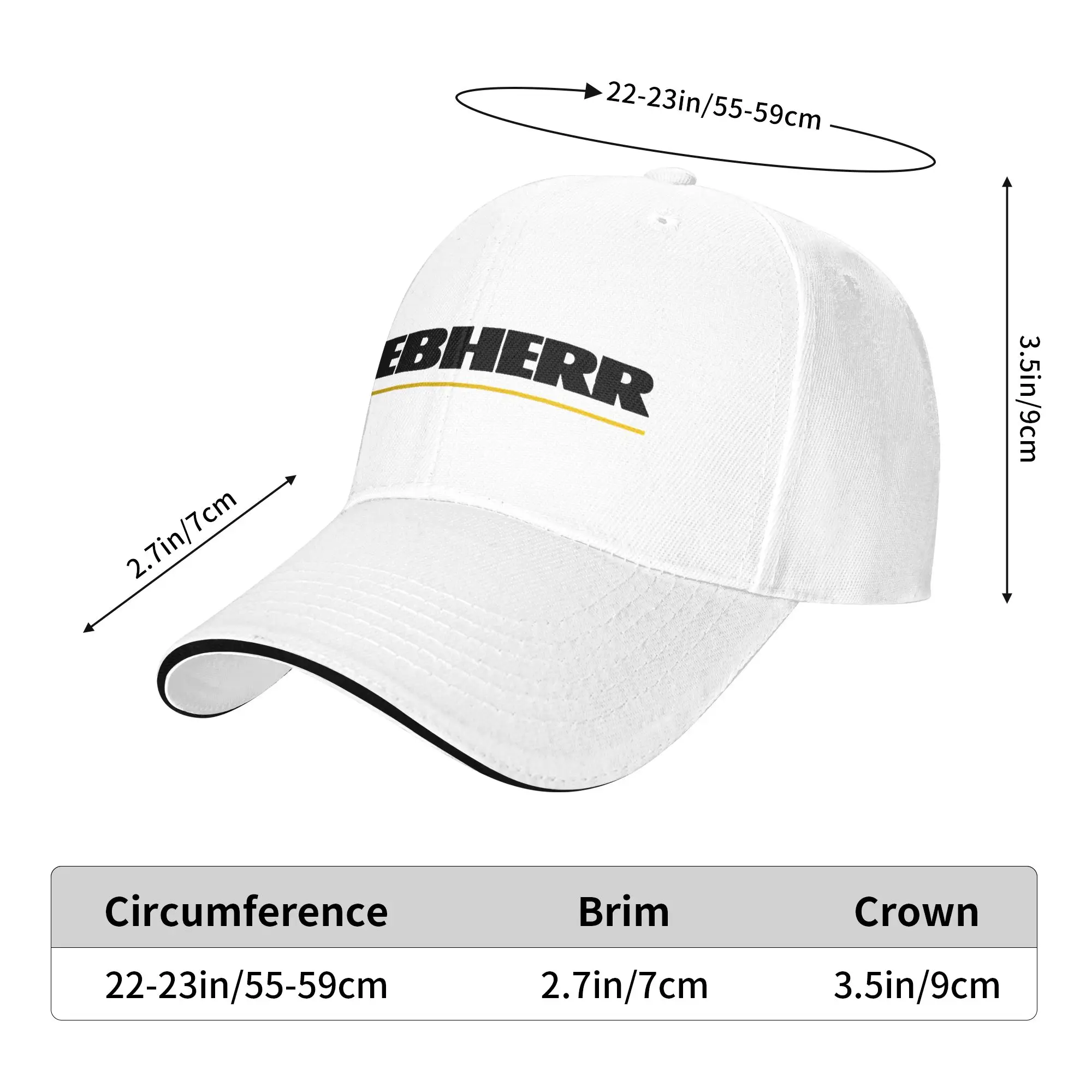 Casual Baseball Cap White Yellow Liebherr Letters  Running Hippie Trucker Hat For Women Sun Visor Design Snapback Cap