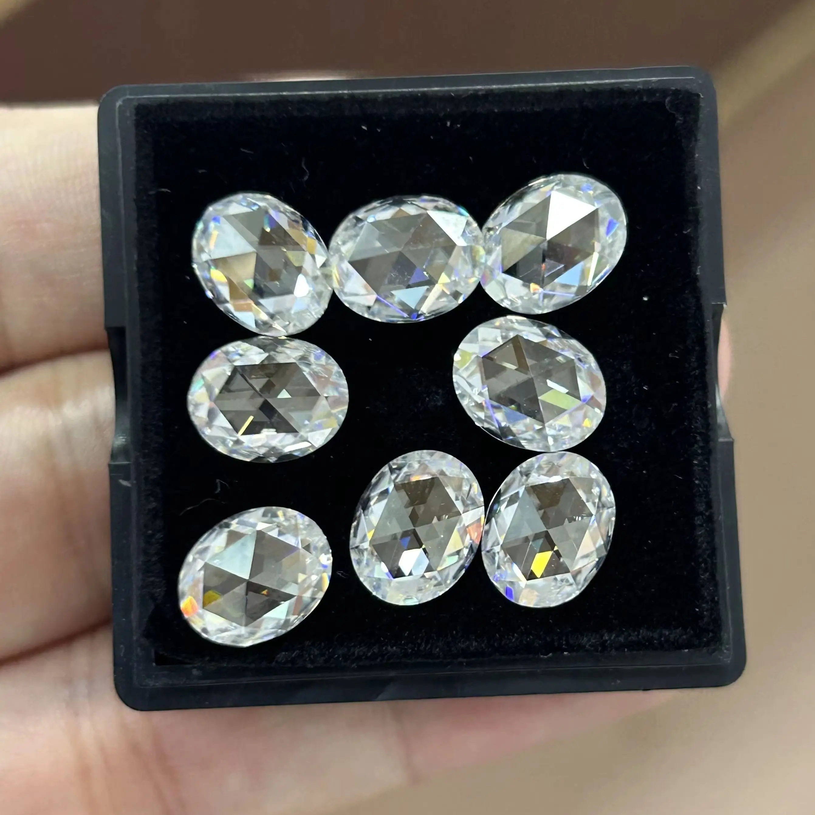 Flatback Rose Cut Moissanite Diamond Gemstone Super White VVS1 D Oval Pear Moissanite Stone