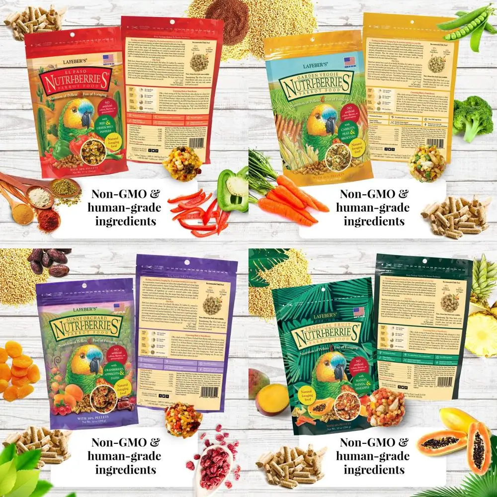 

Nutri-Berries Pet Bird Food Variety Sampler Bundles, Made with Non-GMO and Human-Grade Ingredients, for Parrots, 10 oz. Each (4