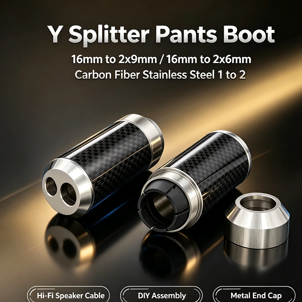 High‑end 1 To 2 Y‑Splitter Pants Boot Carbon Fiber & Stainless Steel For DIY HIFI Speaker Cable Wire Assembly