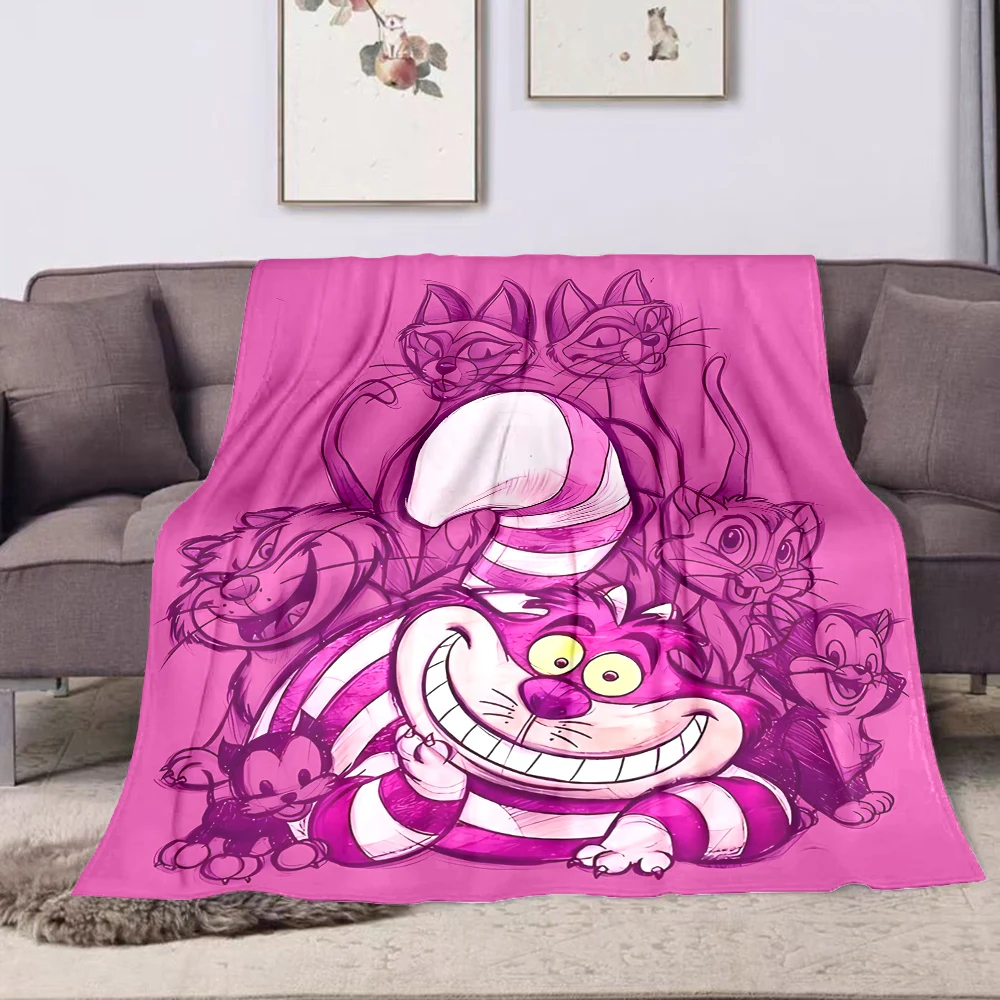 Disney Alice in Wonderland Cheshire Cat Flannel Fluffy Throw Camping Blanket for Children Sofa Throw Blanket Modern Fashion Gift