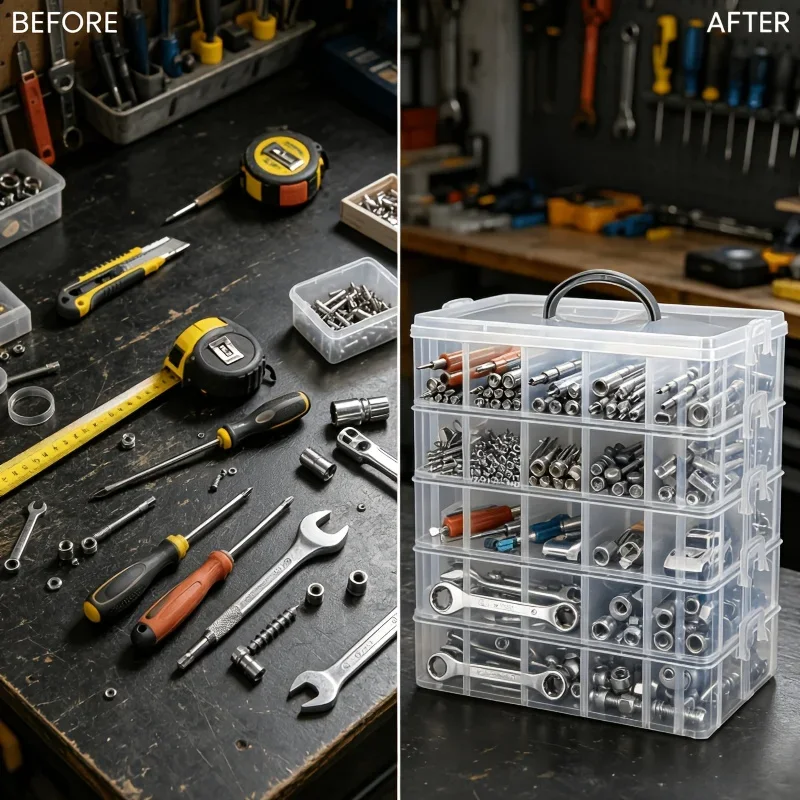 6-Schichten/Set Transparente Werkzeugaufbewahrungsbox Multifunktionale Aufbewahrungsbox für Haushaltsschrauben Hardware-Klassifizierung Zubehör – Detail 7