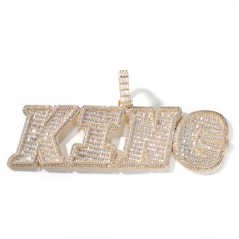 Niestandardowa osobowość duże litery CZ nazwa wisiorki naszyjnik dla mężczyzn Hip Hop Bling Iced Out raper biżuteria Drop Shipping