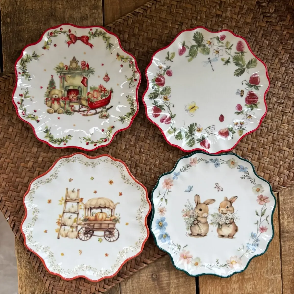 New Christmas Series Dim Sum Plate Ceramic Tableware Small Plate Cake Dessert Afternoon Tea Plate Christmas Tableware