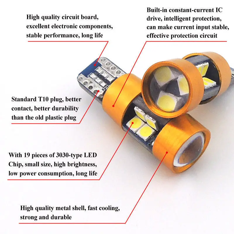 LED Signal Light Bulb Package 3030 12V 1Pair Orange Amber 158 Car 175 Position 2821 Parking 2525 City 194NA 168