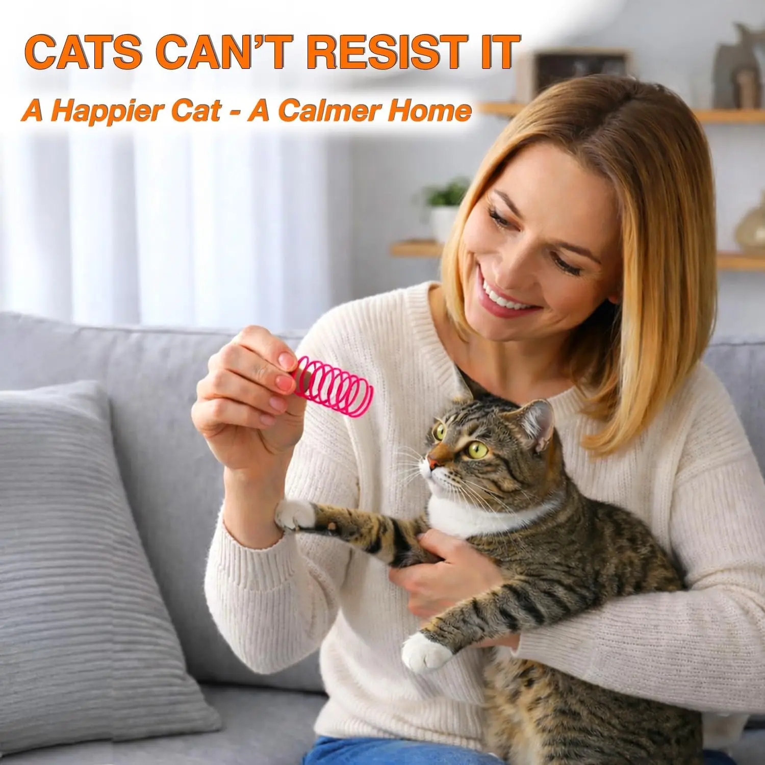 Katzen-Federspielzeug (24-teiliges Set), Plastik-Spiralfedern für Katzenspielzeug, geeignet zum Klopfen, Beißen, Jagen und für aktives, gesundes Spielen – Detail 4