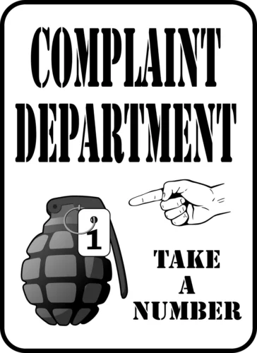 Complaint Dept Take A Number  Fun Novelty Tin Sign 8 x 12  Vintage KItchen art