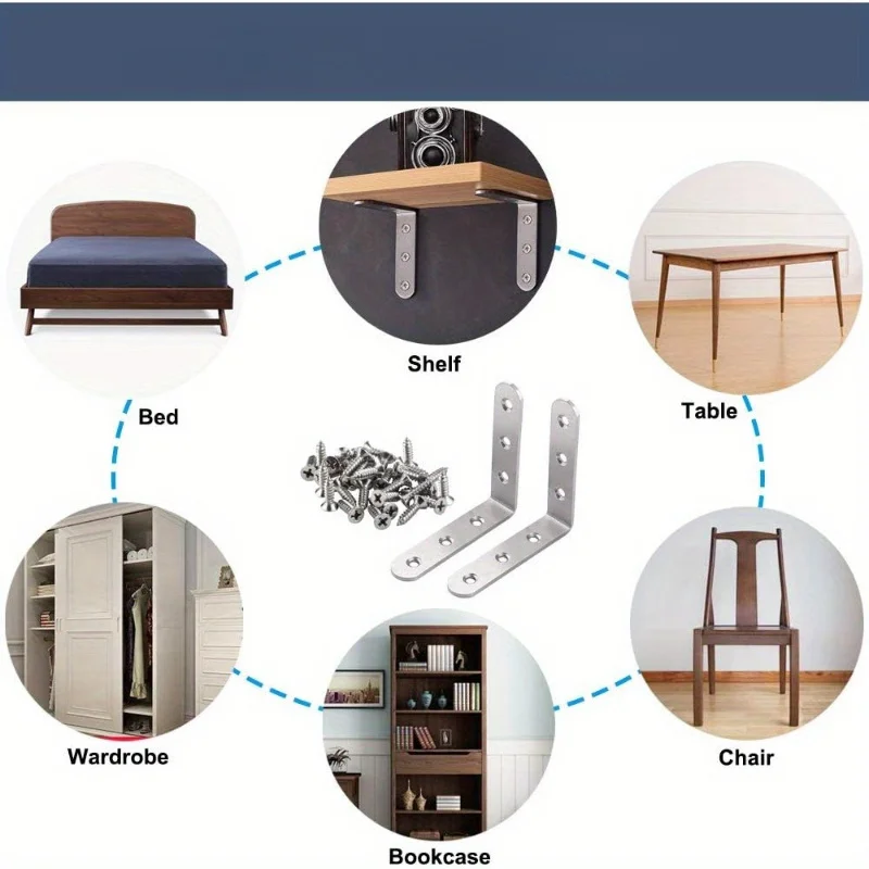 10pcs 90 องศามุมสแตนเลสมุมรั้งวงเล็บสําหรับเก้าอี้/ชั้นวาง/ตาราง Wall Mount แขวน