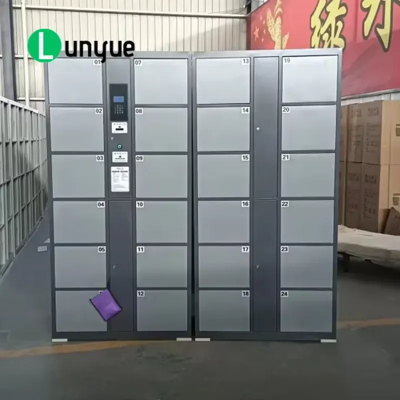 Custom Smart Metal Locker 24 Door Steel Fingerprint Intelligence System Wrapped Cabinet for Beach Supermarket Storage