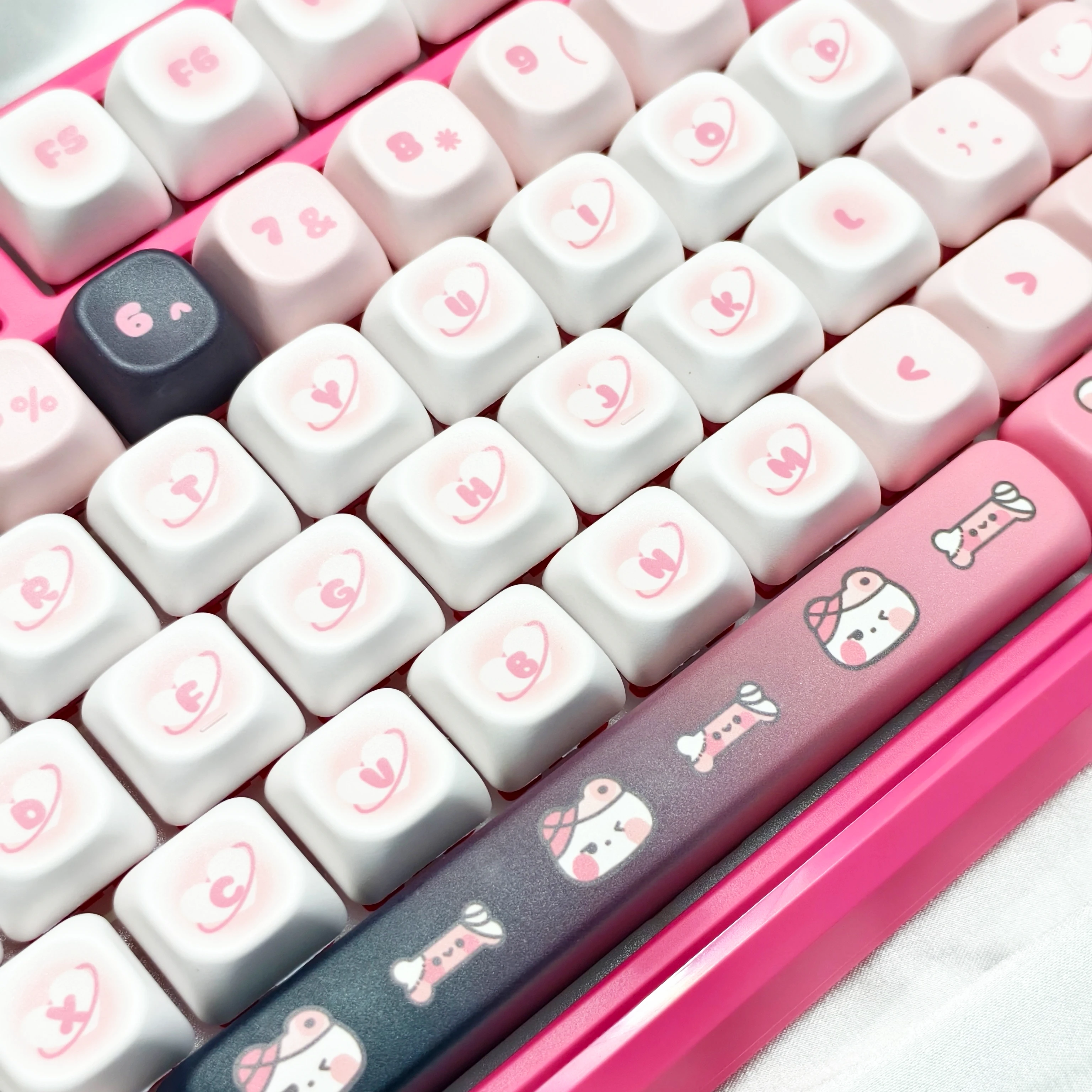 الظلام ليلة القط دمية keycap PBT الساخن التسامي فتاة لطيف الأسود والوردي HI75 HI8 K99 F99 104 F87