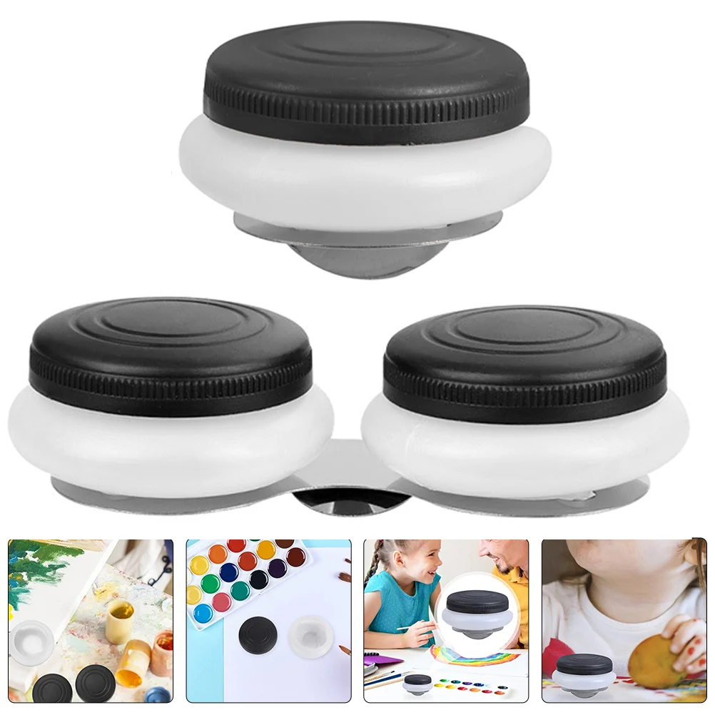 2개입 스테인리스 스틸 오일 팔레트 컵 뚜껑 포함 이중 칸막이 페인팅 도구 용제 보관 휴대용 아티스트 장비