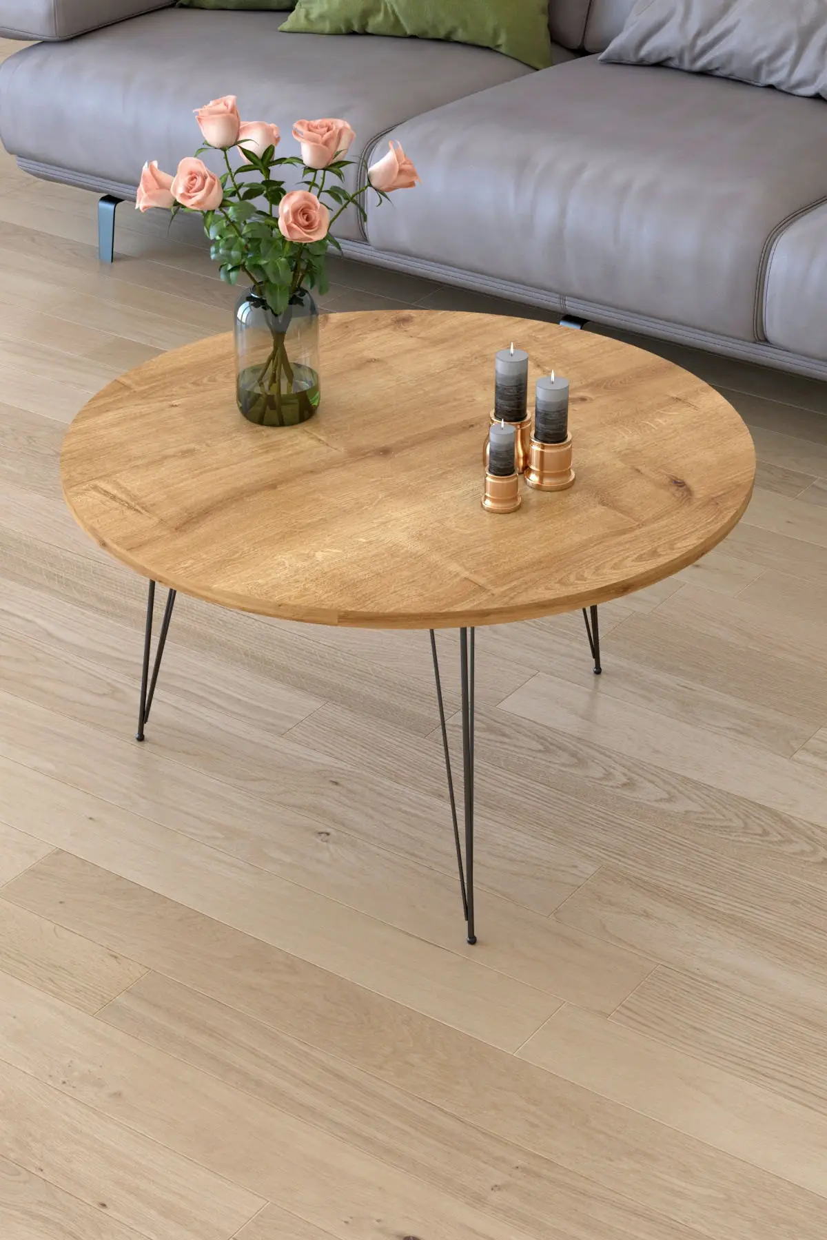 Table basse moyenne en bois de chêne, Table centrale