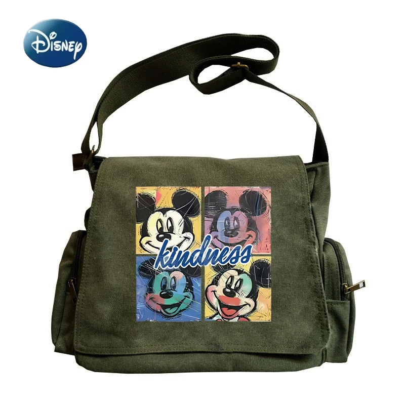

Disney New Women's Bag Canvas Large Capacity Designer Shoulder Bag Cartoon Mickey Doodle Print Messenger Bags