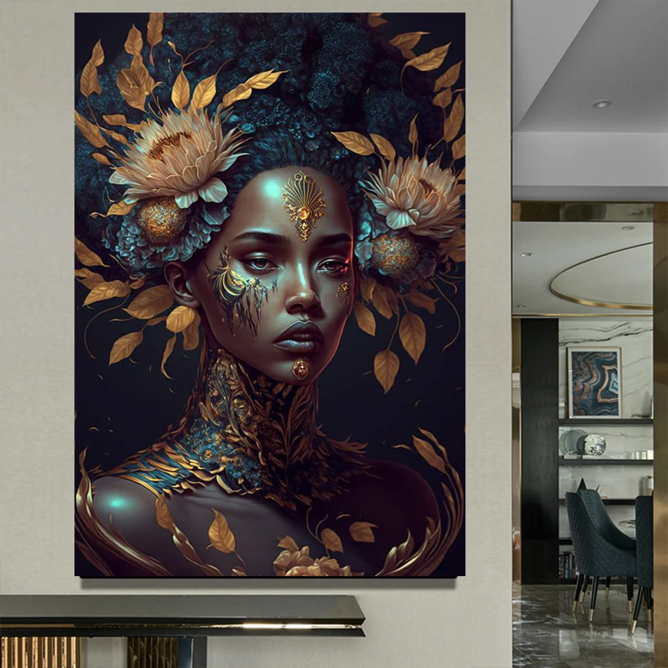 Fantasy Beautiful Black African Woman Diamond Painting New 2023, Full Diamond Mosaic Picture 5D Diy Cross Stitch Kits Home Decor