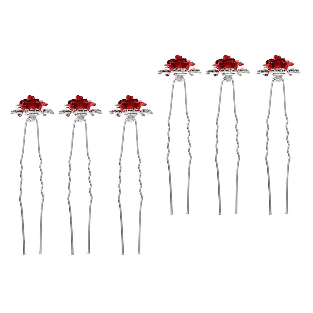 

6Pcs Bridal Rhinestone Hairpin U-Shaped Hair Stick Sparkling Wedding Hair Ornament for Bride Women Honeymoon Event