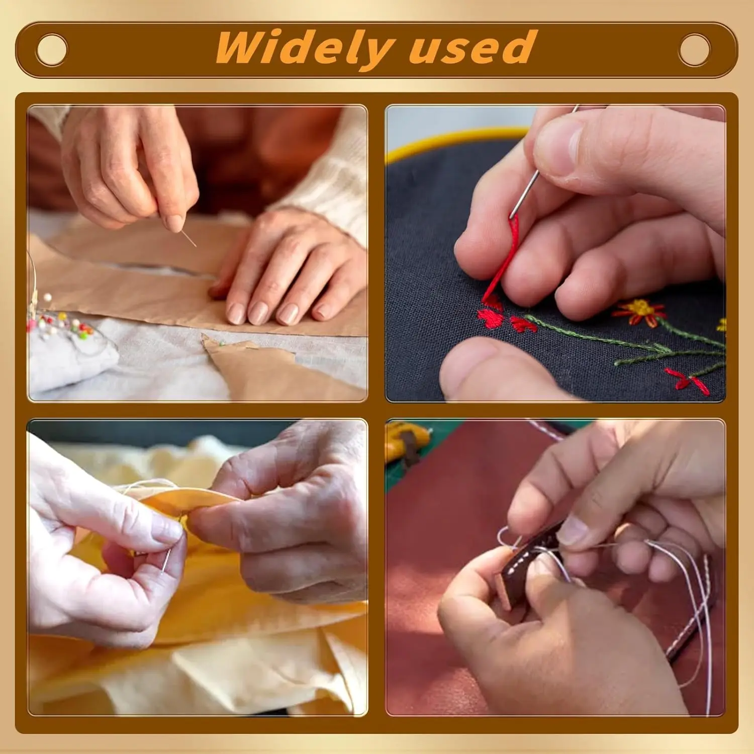 Agujas de roscado automático Agujas de acero inoxidable de fácil roscado para coser a mano con un tubo de metal para almacenar accesorios hechos a mano