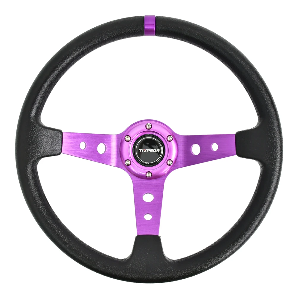 TIYPEOR 14インチ レーシングステアリングホイール PU製